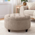 HUIMO 30-Inch Round Storage Ottoman, Modern Button Tufted Coffee Table by HUIMO