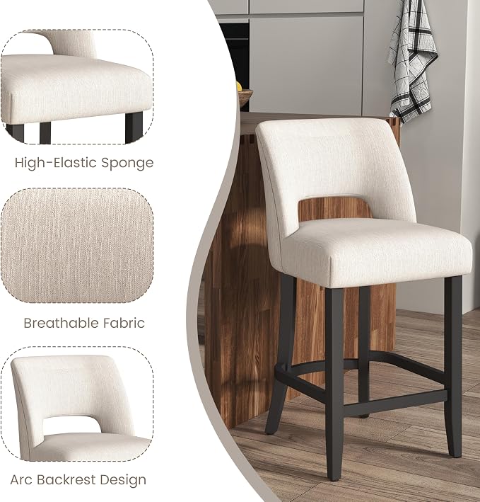 VKNOW Bar Stools Set of 4, Modern Counter Stools - Image 8