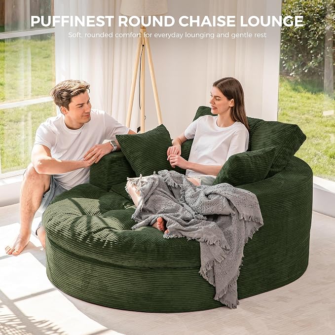 MAXYOYO Oversized Round Chaise Lounge Sofa, Upholstered Lounge Chair - Image 3