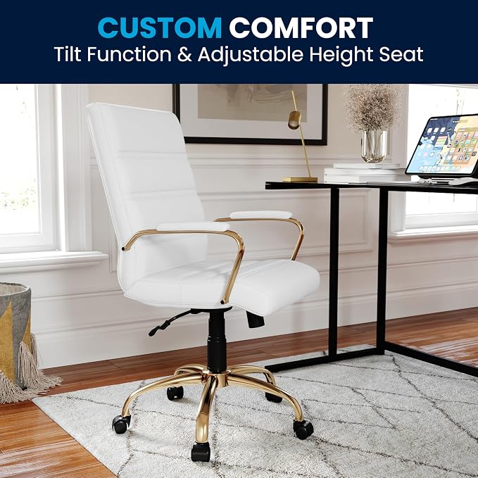 Flash Furniture Whitney Mid-Back Swivel LeatherSoft Desk Chair - Image 7