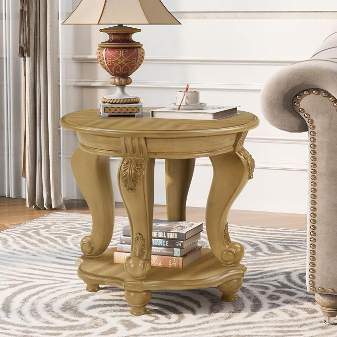 LKTART Round End Tables for Living Room, Vintage Side Table for Small Spaces - Image 2