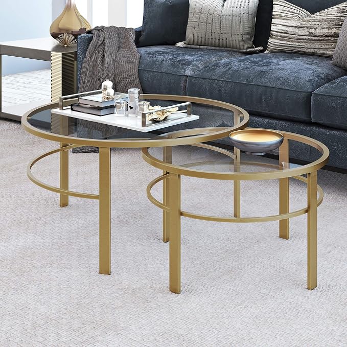 Henn&Hart Round Nested Coffee Table in Brass, Coffee Table coffee tables - Image 15