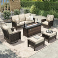 HERA’S HOUSE Wicker Patio Furniture Set, High Back Swivel Chairs by HERASHOUSE
