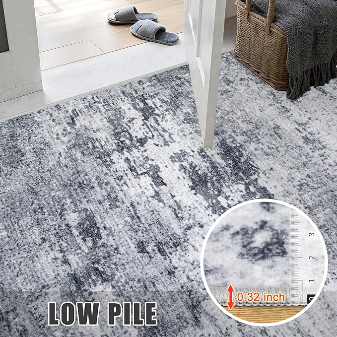 Round Area Rug for Living Room: 6 ft Washable Modern Abstract Soft Thin Rug - Image 7