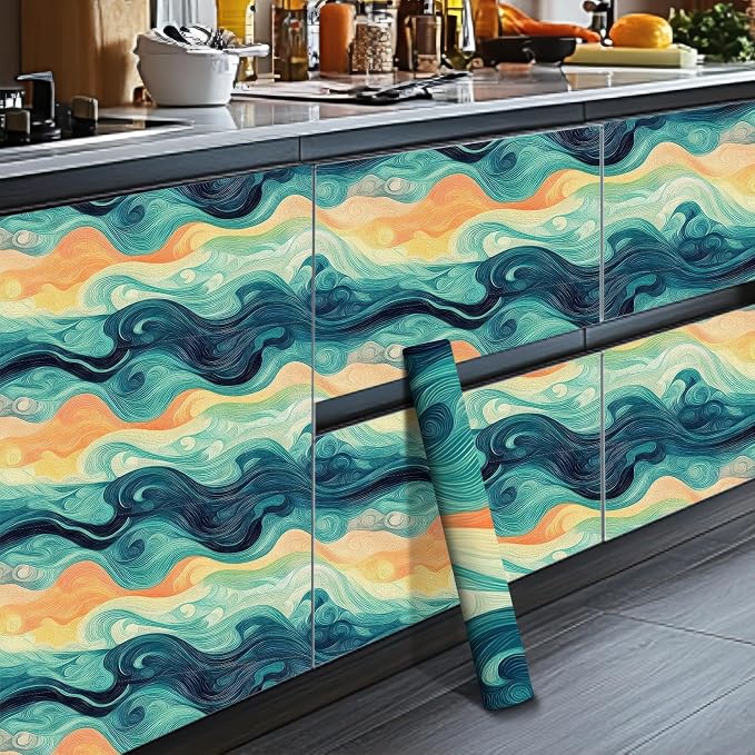 HOMETITUTE Sunset Swirl Landscape Wallpaper Peel and Stick Contact Paper Wall - Image 5
