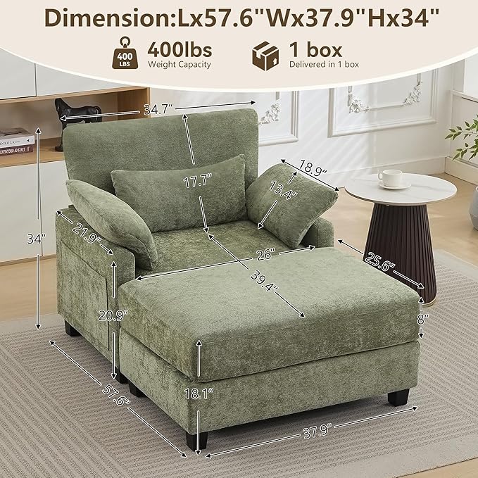 WUTUTUEE 57.5" Oversized Chaise Lounge - Image 2