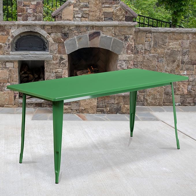 Flash Furniture Charis Commercial Grade 31.5" x 63" Rectangular Green Metal - Image 2