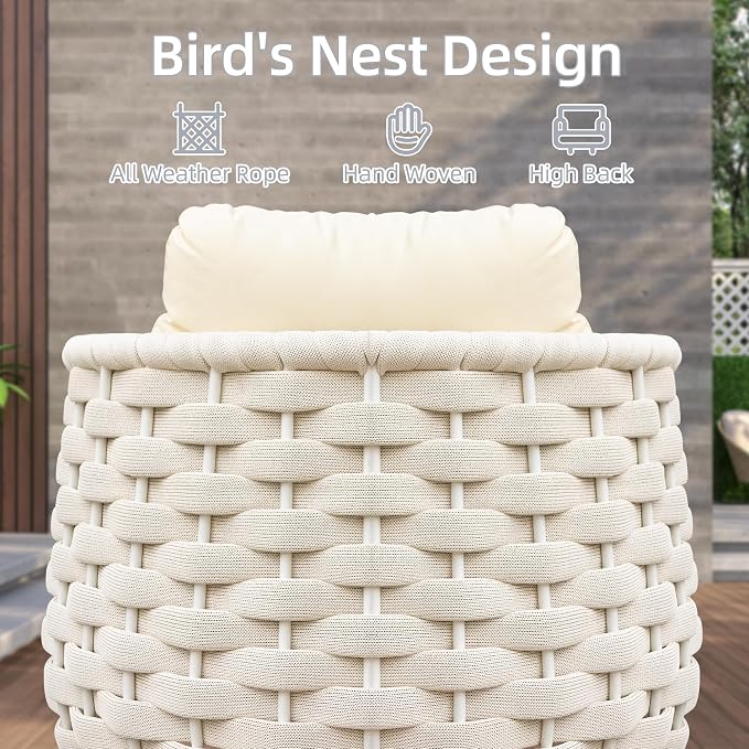 TWT 5-Piece Aluminum Patio Furniture Set, Olefin Rope Modern Outdoor - Image 9