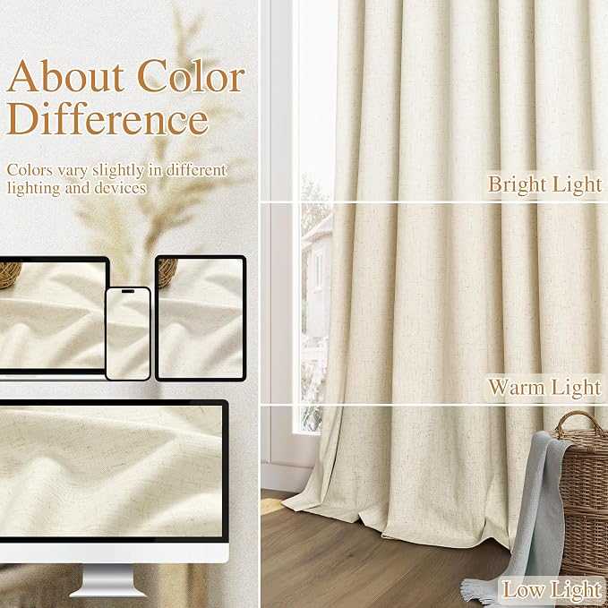 Guken 100% Blackout Curtains 100 Inch Length 2 Panels Set - Image 7