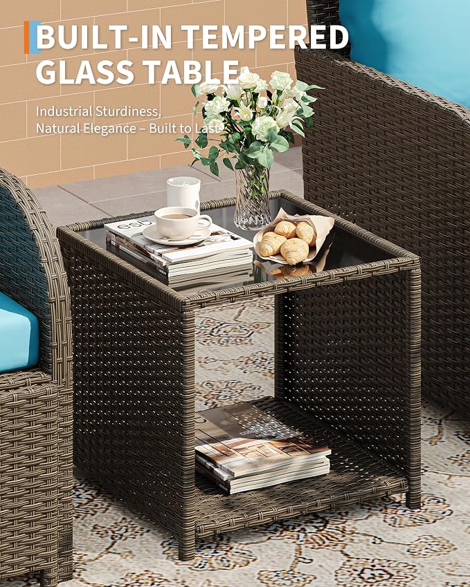 Garvee Patio Furniture Set, 5-Piece PE Rattan Wicker Outdoor Seating Set - Image 4