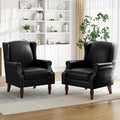 Pia Ricco Set of 2 Faux Leather Accent Chairs, High Back Wingback Armchairs by PiaRicco