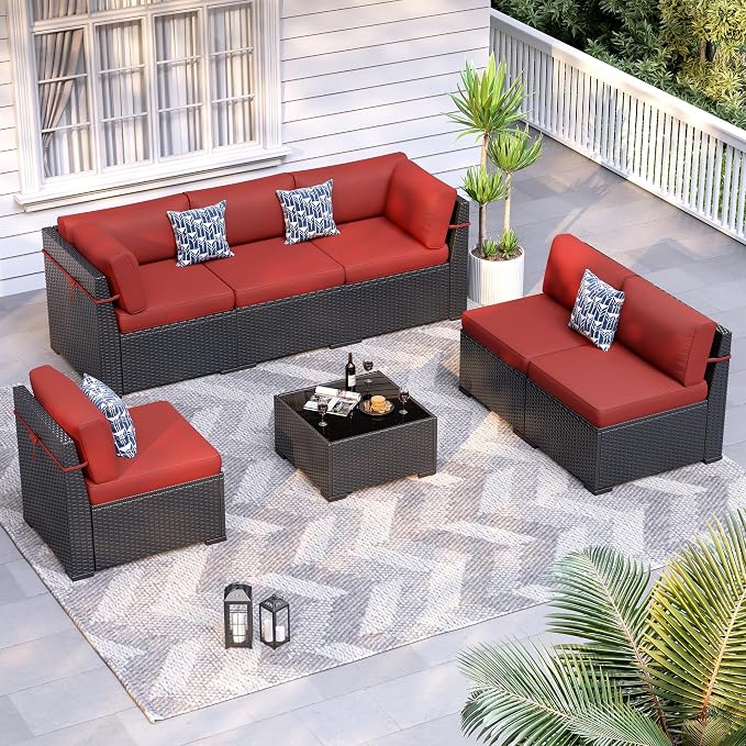 Patio Furniture Sets, 7-Piece Outdoor Patio Furniture by VonzoyHome
