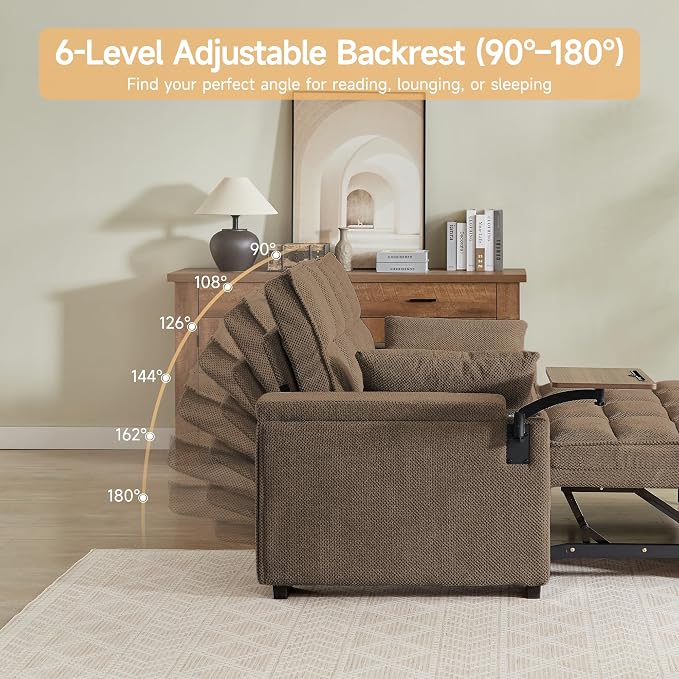 Auvsoce 65'' Chaise Lounge Chair Indoor, 3-in-1 Convertible Sofa Bed - Image 8