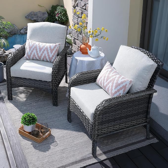 ovios 2-Piece Patio Furniture Set, Outdoor Wicker Sofa by OVIOS