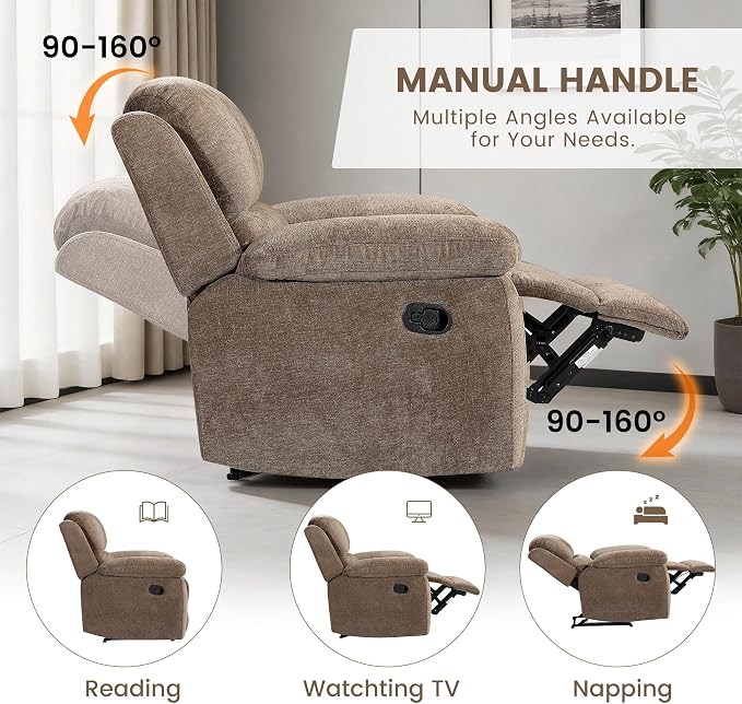 Betsy Furniture Modern Fabric Recliner Sofa Set, Loveseat w/Console, Recliner - Image 4