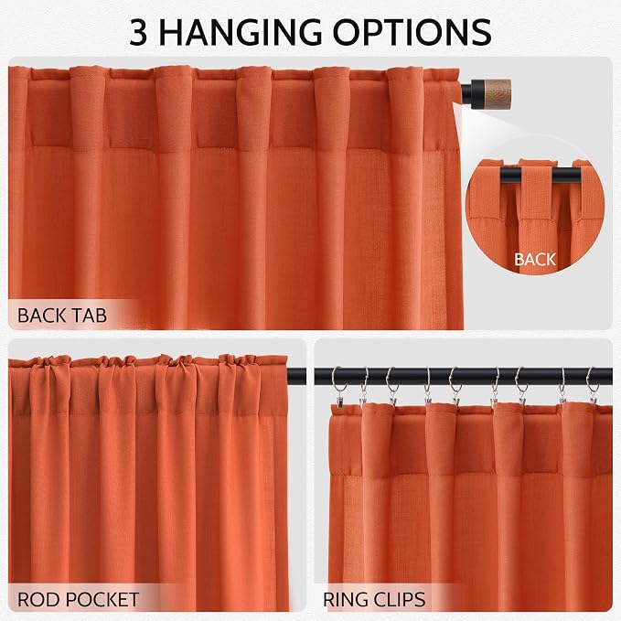 Bright Orange Curtains 63 Inches Long 2 Panel Sets - Image 3