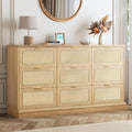 HUAHUU 9 Drawer Dresser for Bedroom, 60 Inch Long Dressers & Rattan Chest of by HUAHUU