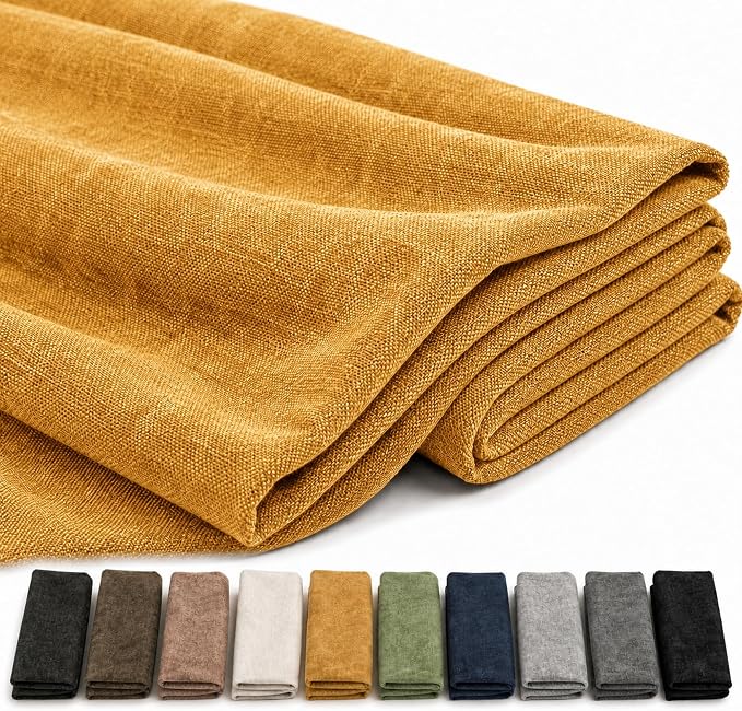 Mini Chenille Linen Blend Upholstery Fabric by the Yard, 57 Inch Wide Soft by Laklinlin
