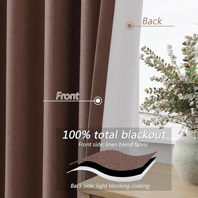 Guken 100% Blackout Curtains 90 Inch Length 2 Panels Set - Image 4