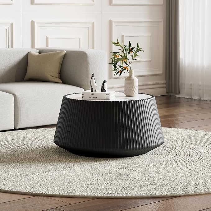 26.77" Marble Coffee Table, Modern Cup Shaped Coffee Table - Image 3
