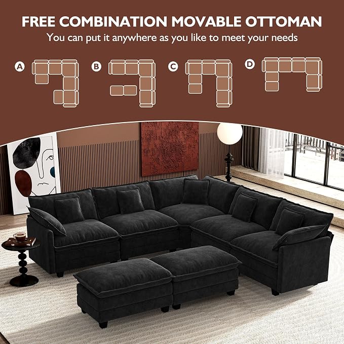 Ihanherry 114" V-Shaped Modern Sofa Modular Sectional Cloud Couch - Image 7