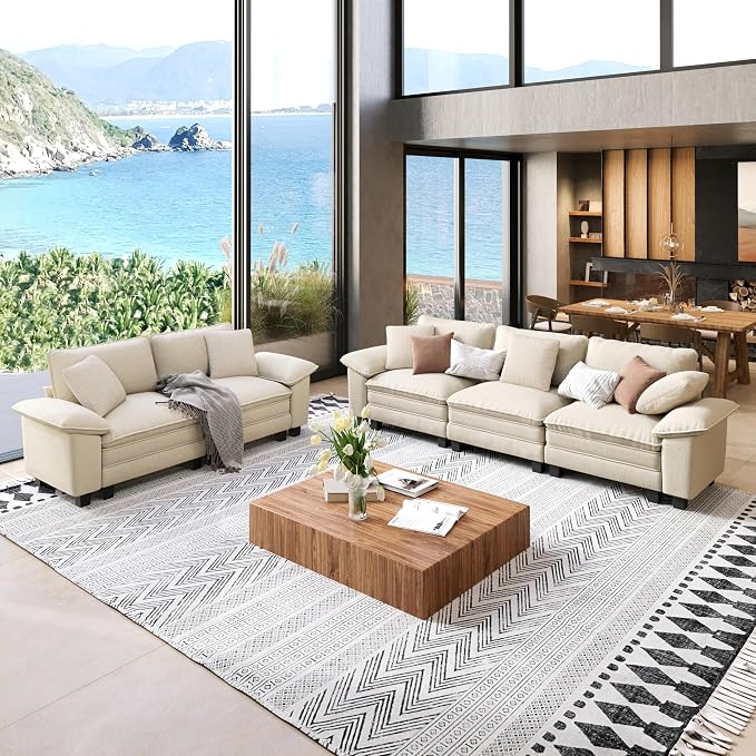SUNSHINE VALLEY Sofa and Loveseat Set, Oversized Chenille Modular Love seat and by SUNSHINEVALLEY