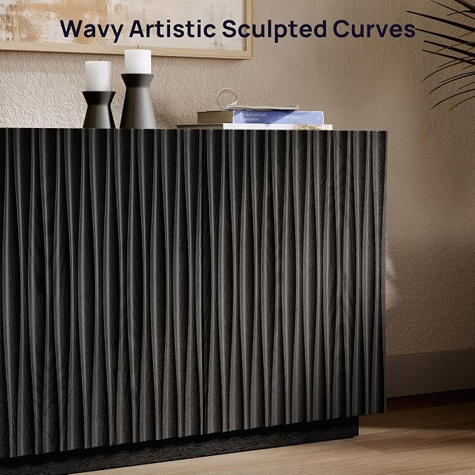 70" Fluted TV Stand for TVs Up to 50/55/65/75", Mid-Century Modern - Image 3