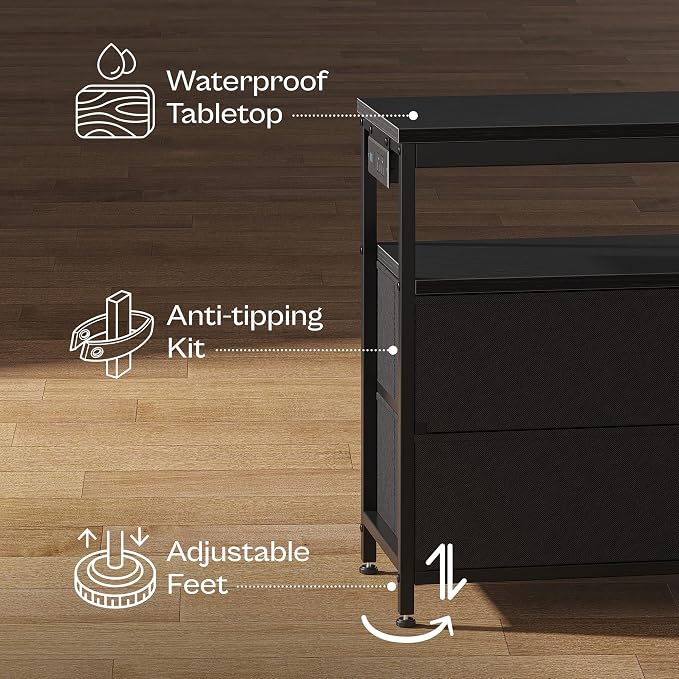 Huuger LED TV Stand for Bedroom, 55 Inch Fabric Dresser - Image 8