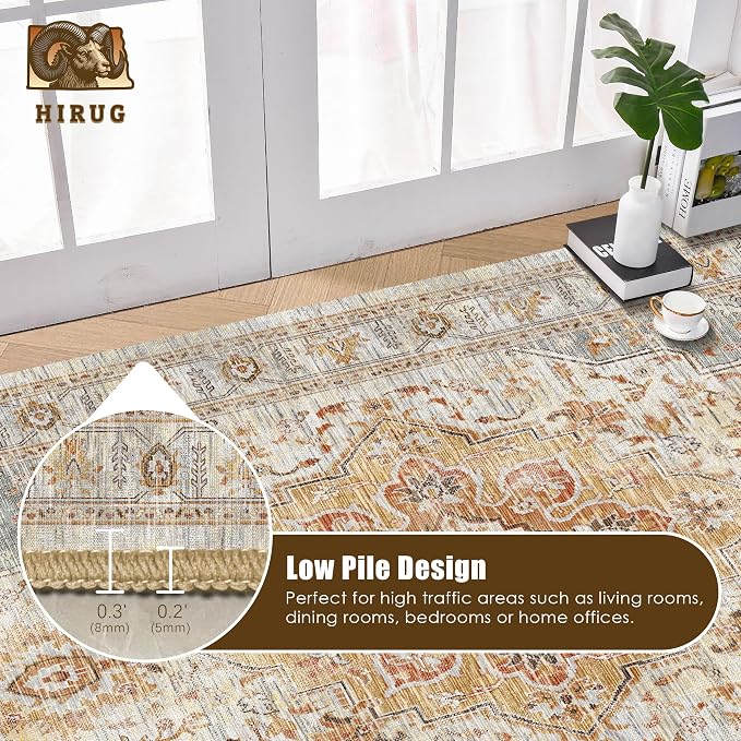 Washable Area Rug 3' x 5 ' Vintage Traditional Persian Mat - Image 5