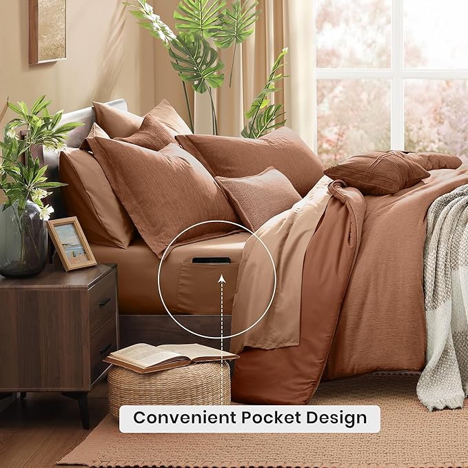 Monbix Super King Comforter Set, Autumn Leaf Cationic Dyeing Bedding Set - Image 4