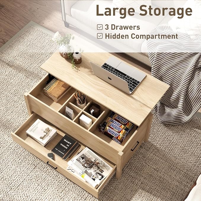 Bonzy Home Lift Top Coffee Table, Wooden Center Table - Image 5