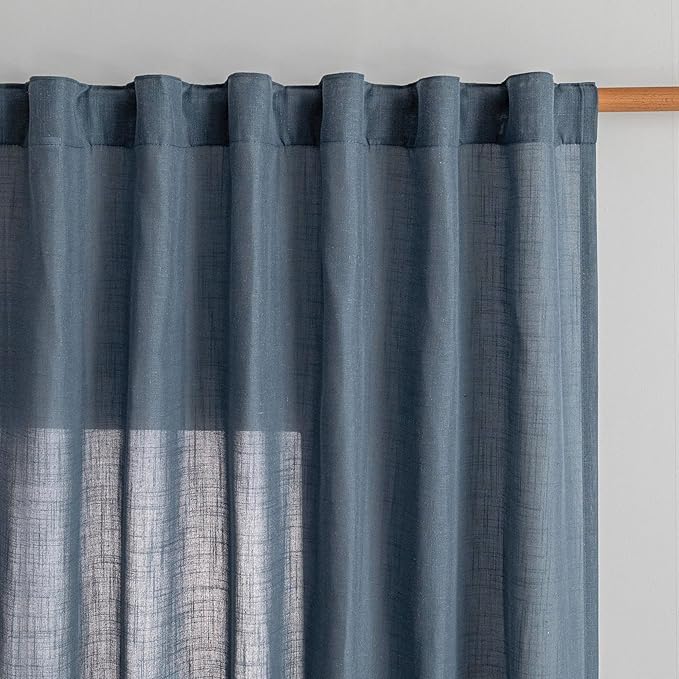 MYSKY HOME Short Semi Sheer Blue Curtains by MYSKYHOME