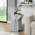 Drum End Table with Mirror Crystal, Modern Design Luxury Furniture, 20 inch by HEPMIMZHU