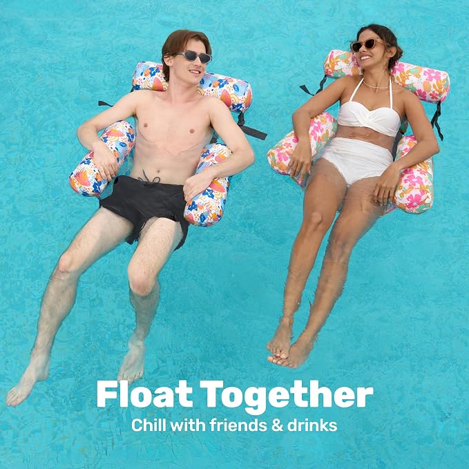 SLOOSH Inflatable Pool Floats Adult, 2 Packs Floating Lounge Chairs, Blow up - Image 3