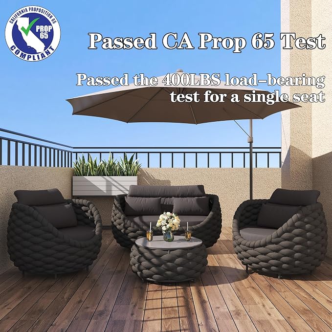 TWT 6-Piece Patio Furniture Set, Modern Outdoor Conversation Set Aluminum - Image 2