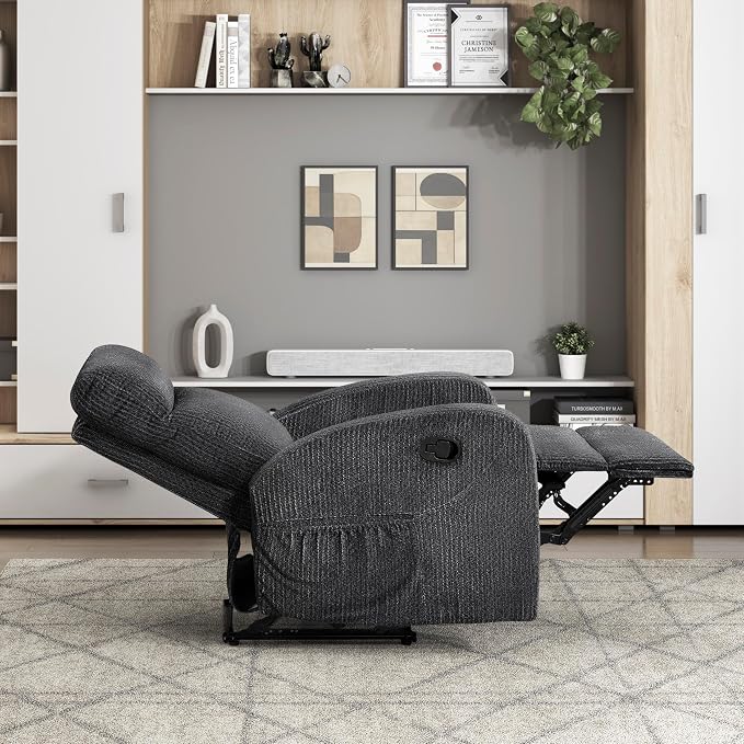 Lexicon Manual Recliner Chair, Textured Microfiber Reclining Chair, Wall Hugger - Image 10