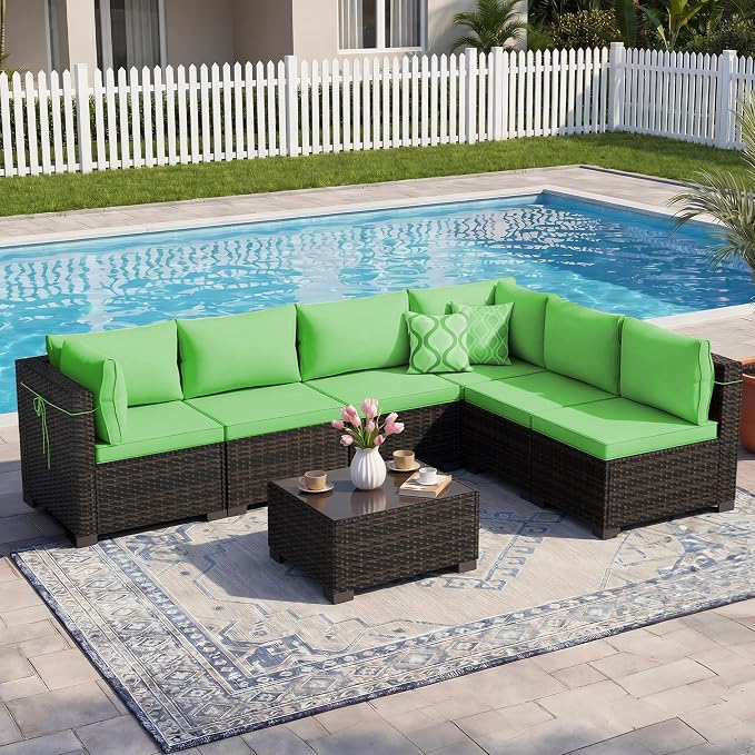 CHABATREE 7pcs Outdoor Patio Furniture Sets, Rattan Conversation Sectional Set by Unknown