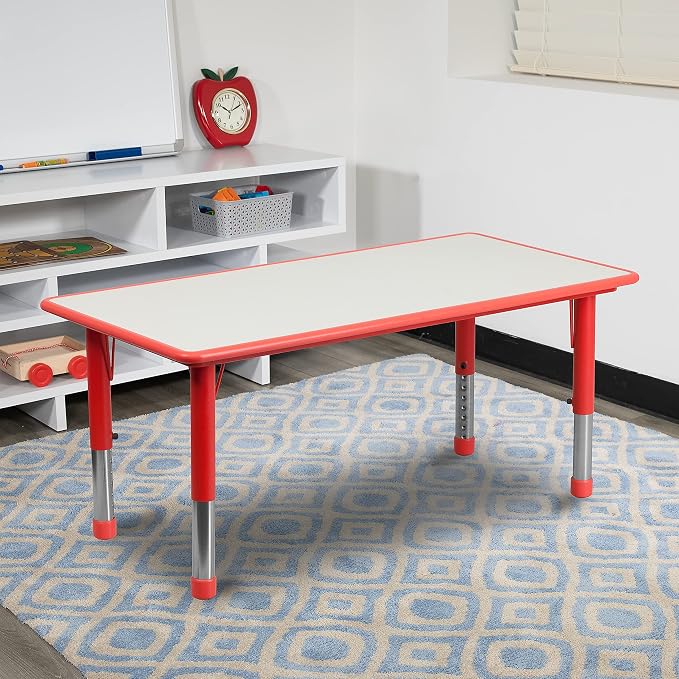 Flash Furniture Wren 23.625''W x 47.25''L Rectangular Red Plastic Height - Image 2