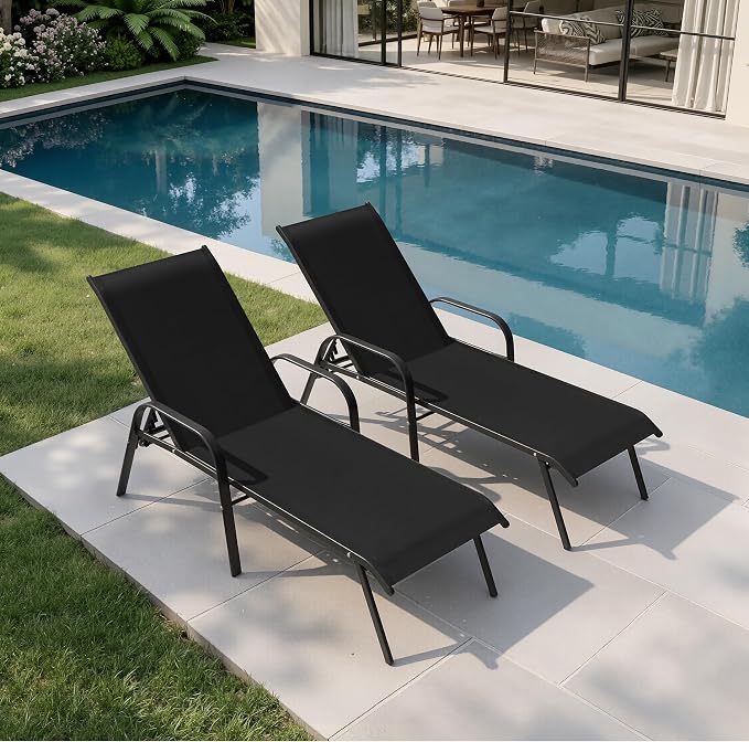 Crestlive Products Outdoor Chaise Lounge Chair, 5-Position Pool Lounge Chairs - Image 8