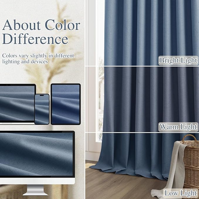 Guken 100% Blackout Curtains 96 Inch Length 2 Panels Set - Image 6