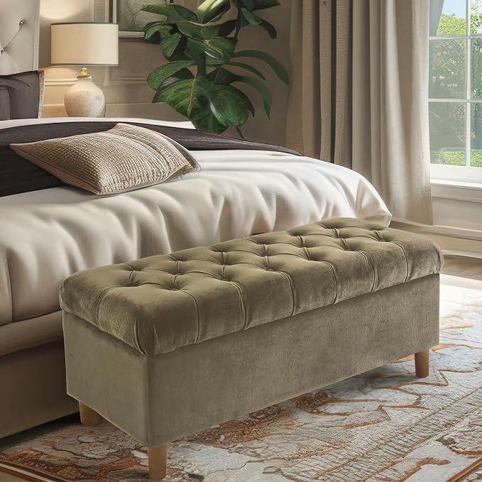 Homepop Home Decor | Tufted Ainsley Button Storage Ottoman Bench - Image 2