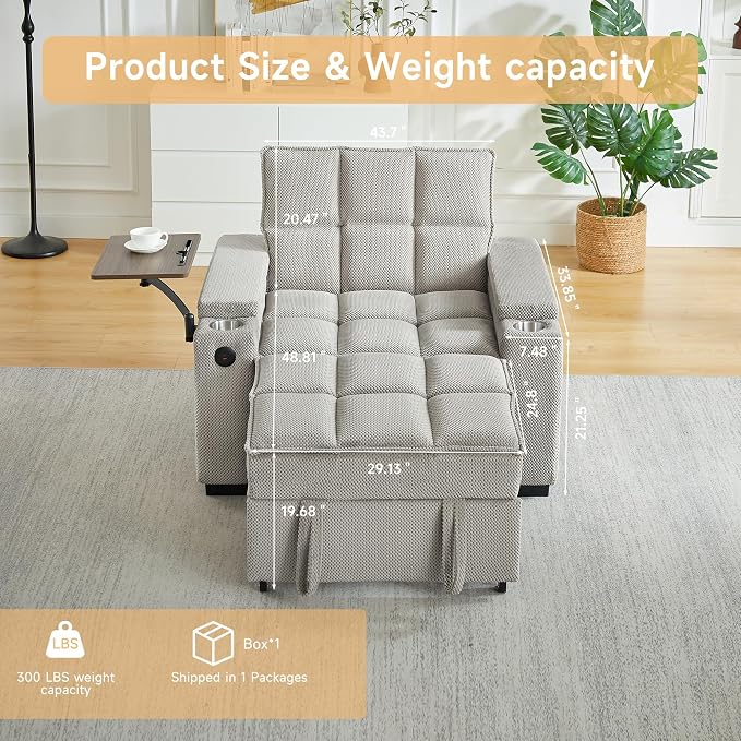 Auvsoce 3-in-1 Folding Convertible Sofa Bed Set of 2, Sleep Couch - Image 2