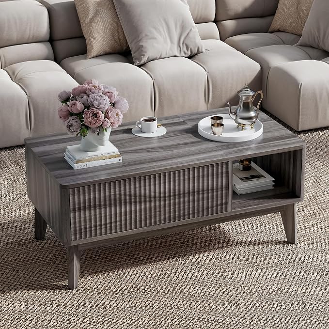 LYNCOHOME Fluted Lift Top Coffee Table - Image 5