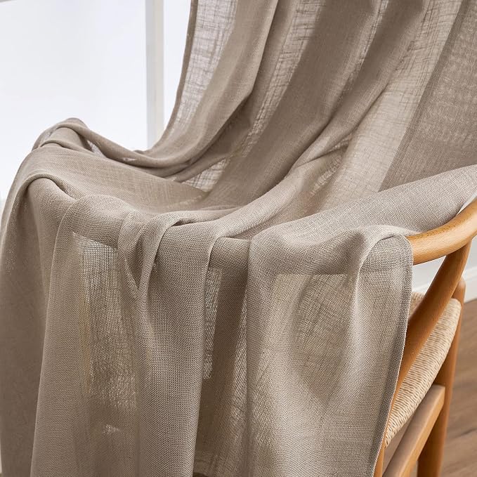 MIULEE Taupe Linen Curtains 84 Inch Length - Image 6