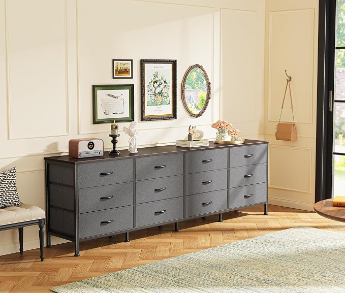 Huuger 70 Inch Dresser for Bedroom, TV Stand for 65, 80 Inch TV, 12 Drawer Long - Image 7