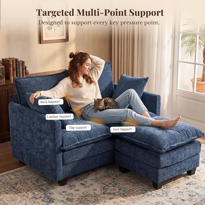 Loveseat Sofa with Ottoman, Cloud 3-Layer Cushion, Living Room, in a Box - Image 6