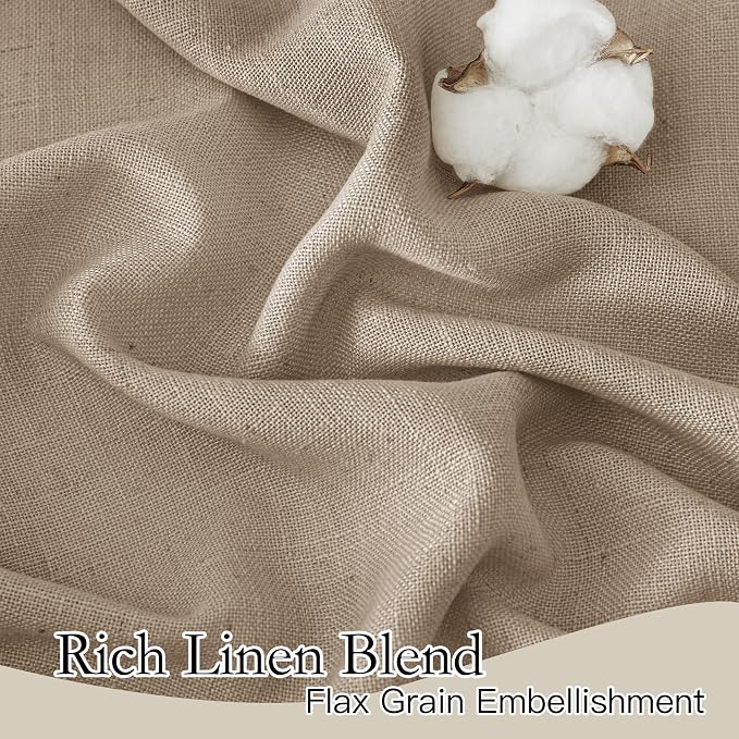 RYB HOME Linen Sheer Curtains for Living Room, Boho Classic Linen Blend Elegant - Image 2