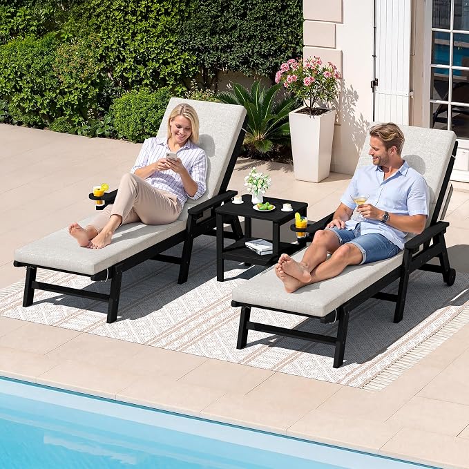 SERWALL Outdoor Chaise Lounge Set of 2 - Image 7