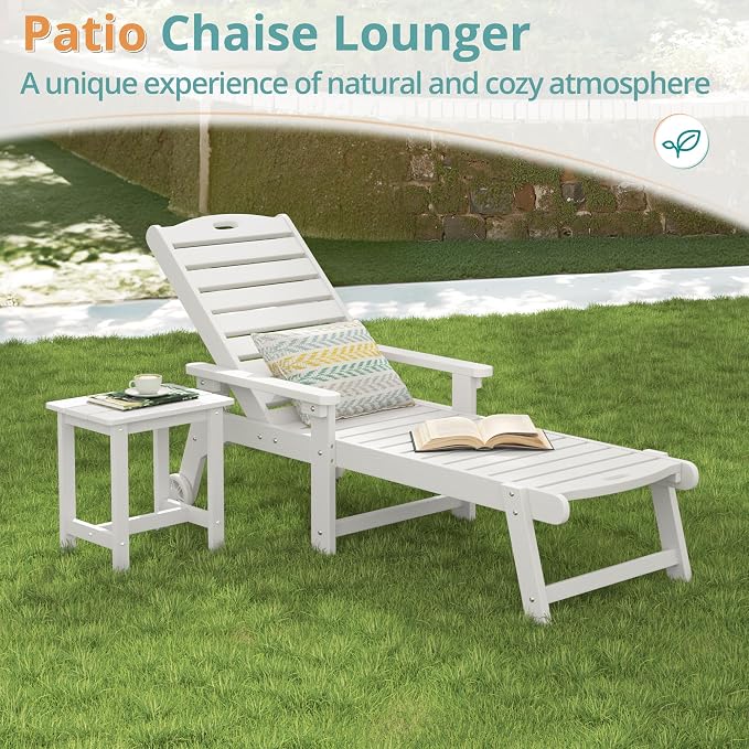 LUE BONA Lounge Chair Outdoor, HDPS Chaise Lounge Outdoor - Image 3
