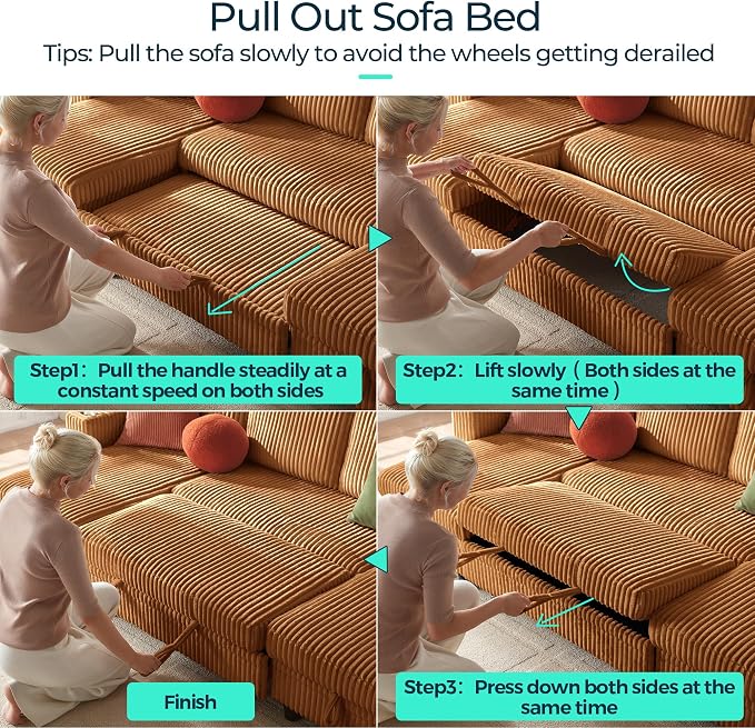 LINSY HOME Sectional Sleeper Sofa Pull Out Couches - Image 4